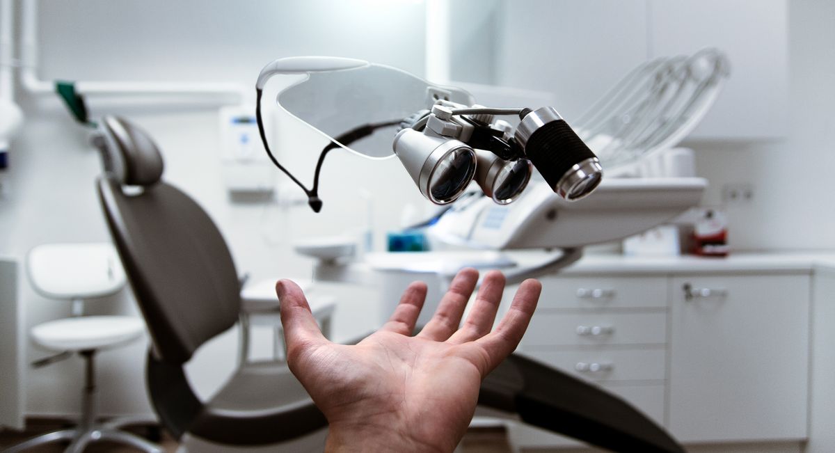 Modern dental chair and equipment
